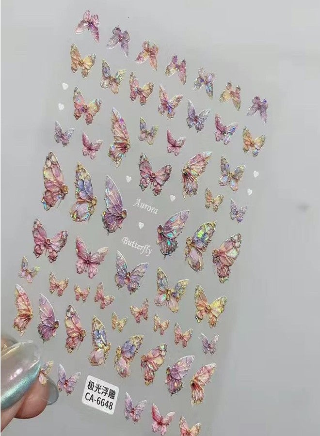 TailaiMei Butterfly Nail Stickers, 2 Sheets 5D Glitter Design Self-Adhesive Nail Art Decals for DIY Nail Decorations (513) - Image 4
