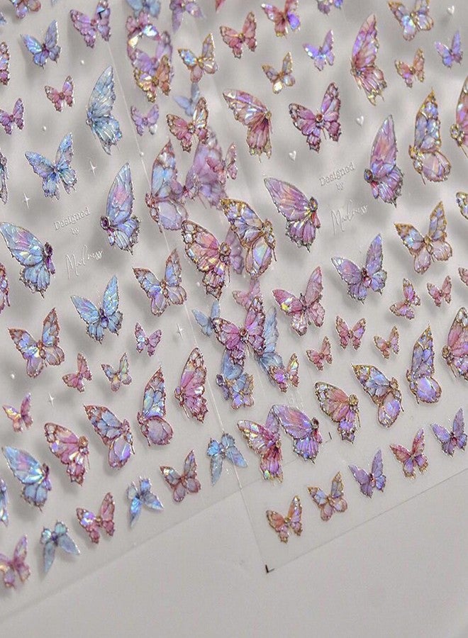 TailaiMei Butterfly Nail Stickers, 2 Sheets 5D Glitter Design Self-Adhesive Nail Art Decals for DIY Nail Decorations (513) - Image 5