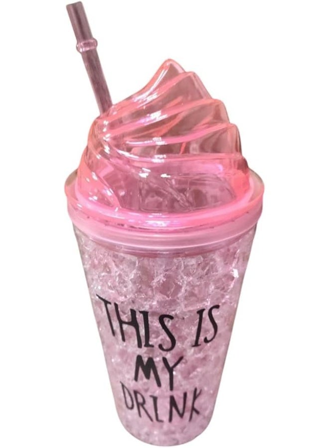 Spaceshoop Transparent Sipper/Water Bottle/AcrylicTumbler with Straw for Kids Glitter Sipper with Random Design (450ml) - Image 1