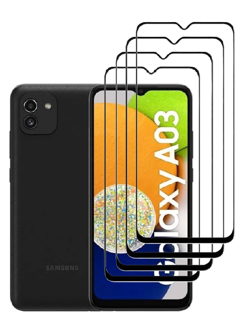 AINA 4 Pieces Tempered Glass Screen Protector 5D Designed For Samsung Galaxy A03 Full Glue Edge to Edge Full Screen Coverage And Bubble Free - Image 1