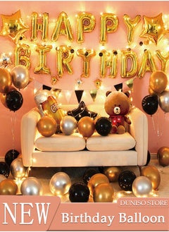 Luxurious Black Gold Birthday Decorations for Adult and Kids Happy Birthday Party Decorations Happy Birthday Banner and Balloon Birthday Balloon Letters