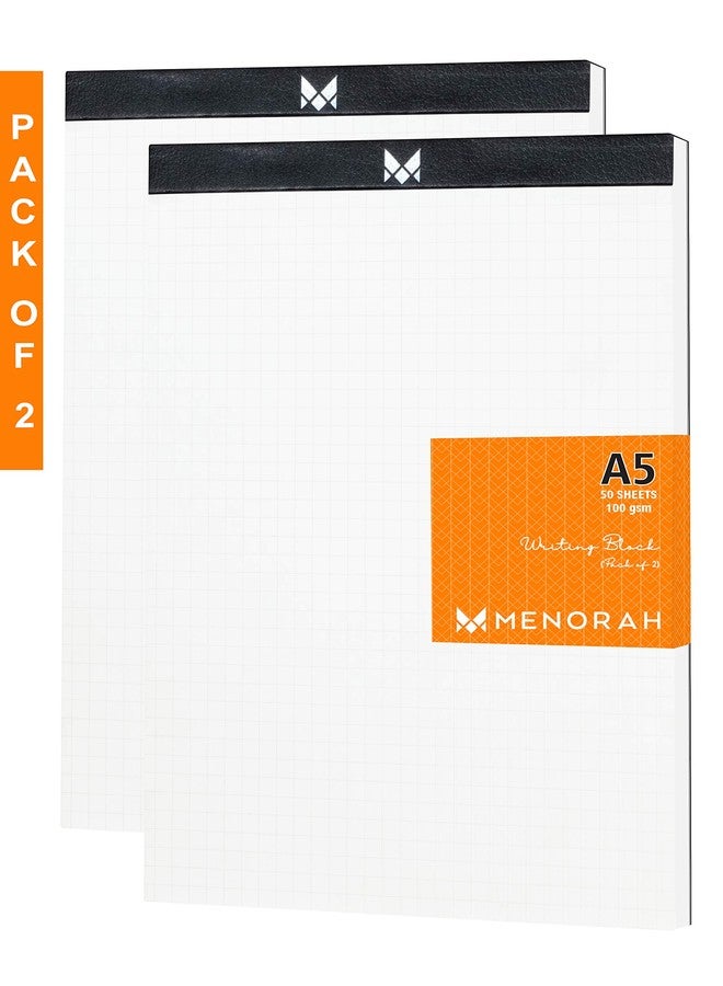 MENORAH - A5 Office Note Pad, Memo Book|Pack of 2 |50 Sheets/100 pages - Tear Off Squared/Squared pages |100Gsm|Legal Writing Pad -Notebook Notepad For Writing - For Office, Home, School. - Image 1