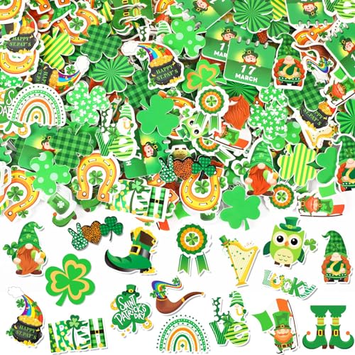 JULBEAR St Patricks Day Foam Sticker 300Pcs Shamrock Colorful Printing SelfAdhesive Campus Themed Foam Stickers for Irish Holiday Kids Party Favors DIY Crafts Decorations - Image 1