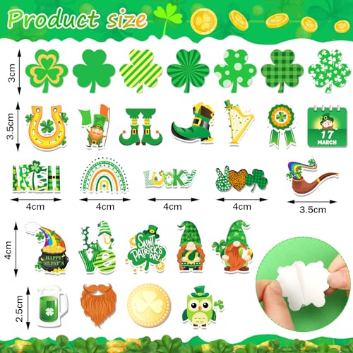 JULBEAR St Patricks Day Foam Sticker 300Pcs Shamrock Colorful Printing SelfAdhesive Campus Themed Foam Stickers for Irish Holiday Kids Party Favors DIY Crafts Decorations - Image 5