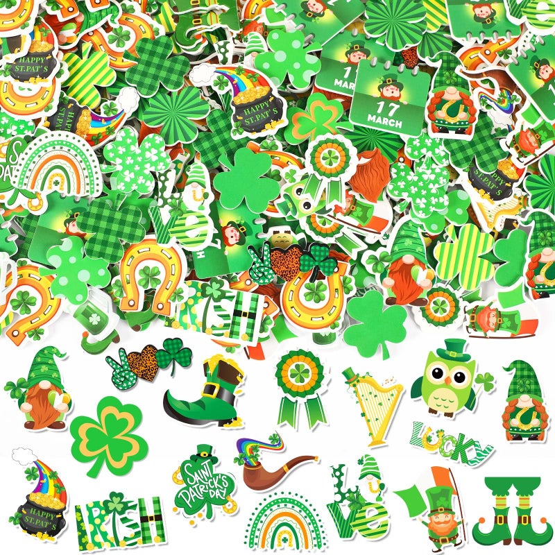JULBEAR St Patricks Day Foam Sticker 300Pcs Shamrock Colorful Printing SelfAdhesive Campus Themed Foam Stickers for Irish Holiday Kids Party Favors DIY Crafts Decorations - Image 3