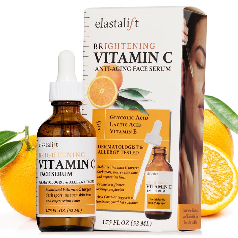 Elastalift Vitamin C Facial Serum For Age Spots Wrinkles  Expression Lines AntiAging Face Serum WVitamin C  Hyaluronic Acid Brightens Skin To Promote Healthier Skin Complexion 175 Fl Oz