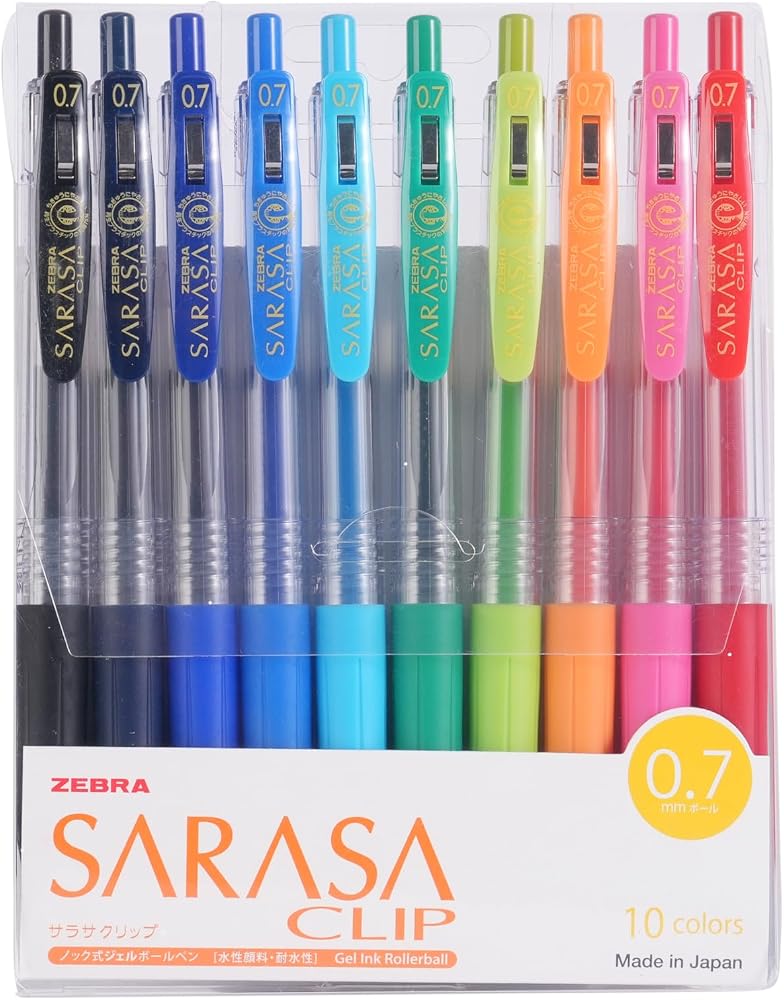 Zebra Pen Zebra Sararsa Clip-On Gel Pen 10-Pieces, 0.7 mm Tip Size - Image 1