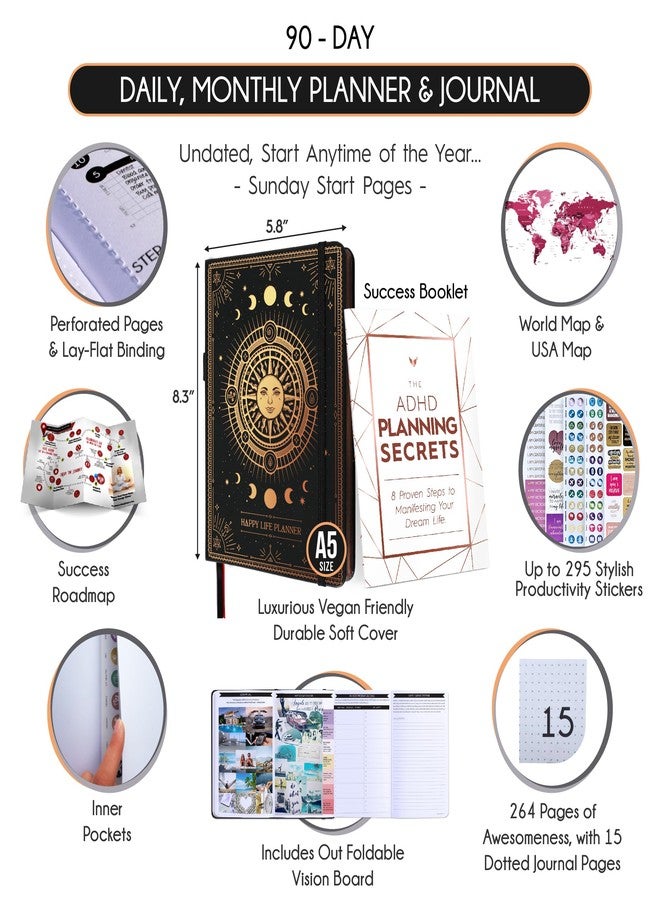 Freedom Mastery Adhd Daily Planner - A Self Care Personal Gratitude Journal to Increase Productivity and Success in Life & Work, Weekly & Monthly Undated Planner for Women and Men, Vision Board & Organizer + Stickers - Image 2