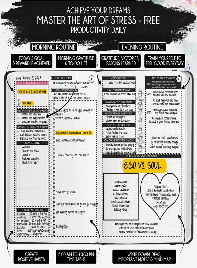 Freedom Mastery Adhd Daily Planner - A Self Care Personal Gratitude Journal to Increase Productivity and Success in Life & Work, Weekly & Monthly Undated Planner for Women and Men, Vision Board & Organizer + Stickers - Image 4