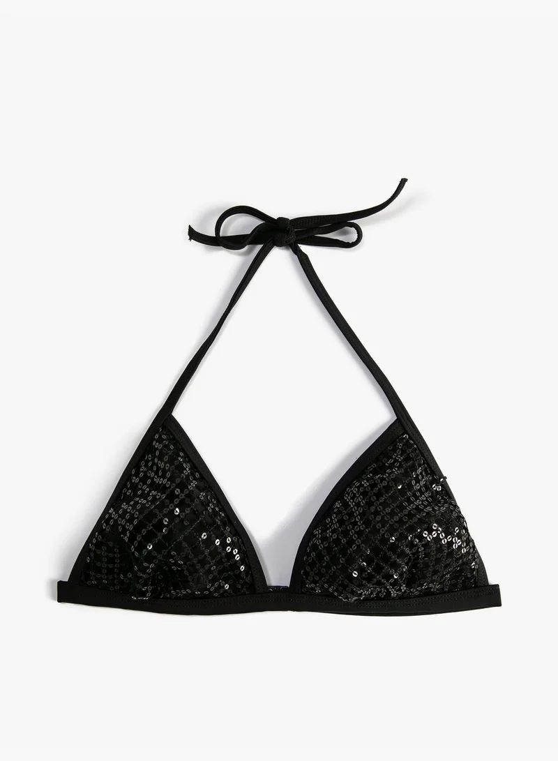 KOTON Sequin Triangle Bikini Top