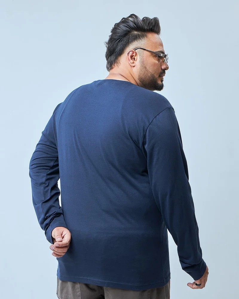 bewakoof  Men's Navy Blue Peace Out Astronaut Graphic Printed Plus Size T-shirt for Men | Best Price UAE