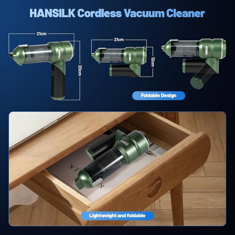 HANSILK Handheld Vacuum Cleaner - Wireless 4 in 1 Mini Vacuum with 25000PA Suction Power - Image 4