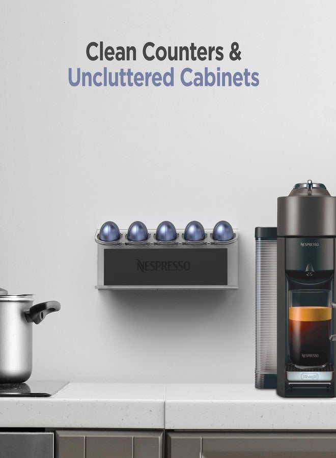 GALVANOX Wall Mounted Organizer for Nespresso Vertuo Pods, Easy-access Acrylic Holder for Original Vertuoline Box and 5 Coffee Pods (5 pods + 1 box) - Image 5