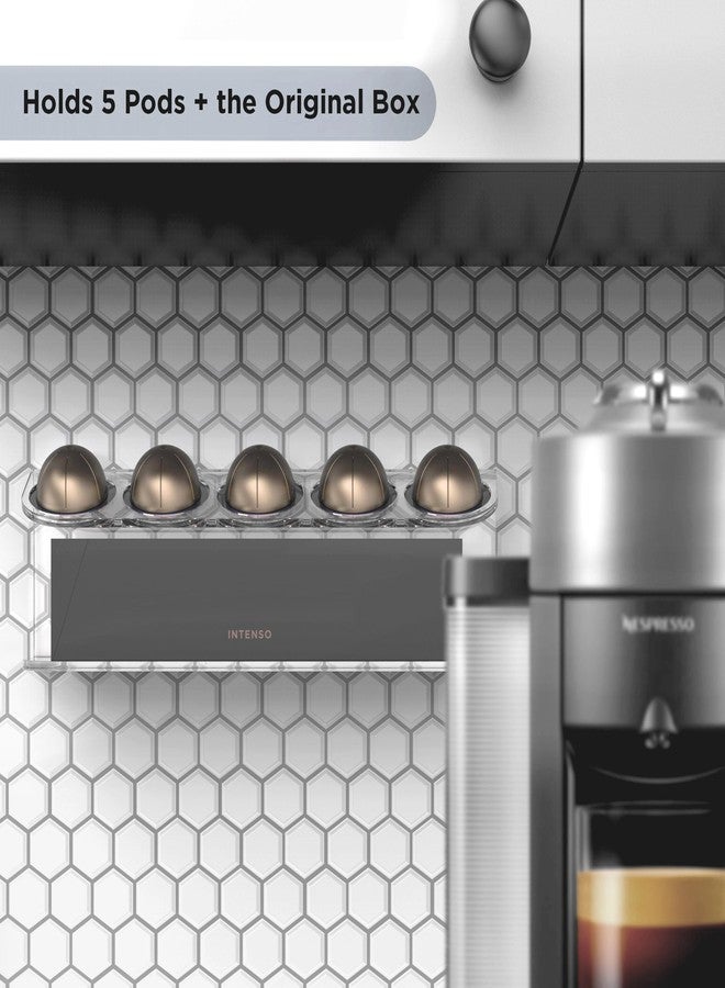GALVANOX Wall Mounted Organizer for Nespresso Vertuo Pods, Easy-access Acrylic Holder for Original Vertuoline Box and 5 Coffee Pods (5 pods + 1 box) - Image 2