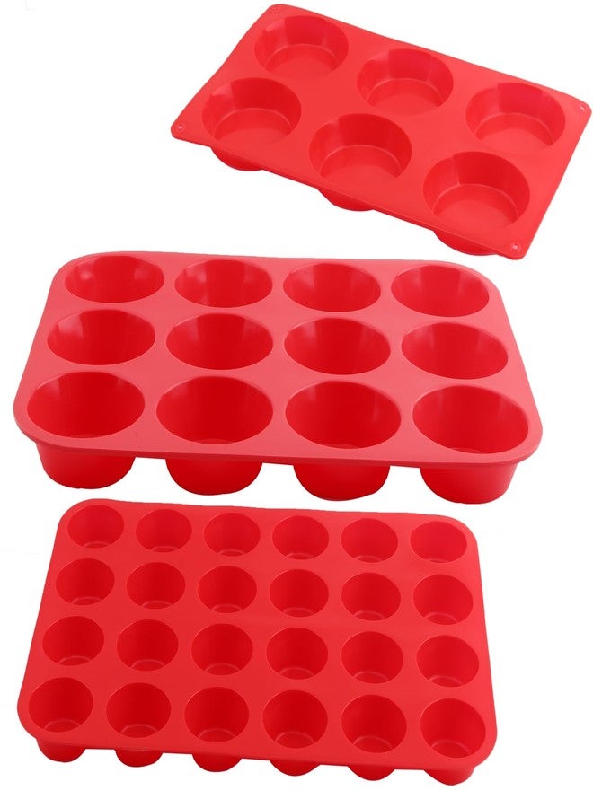 MOUYAT 6 PCS Silicone Muffin Baking Pans,6/12/ 24 Cups Nonstick Muffin Tin Cupcake Pans Set, Cupping Mold for Small Cake, Egg Tart - Image 1
