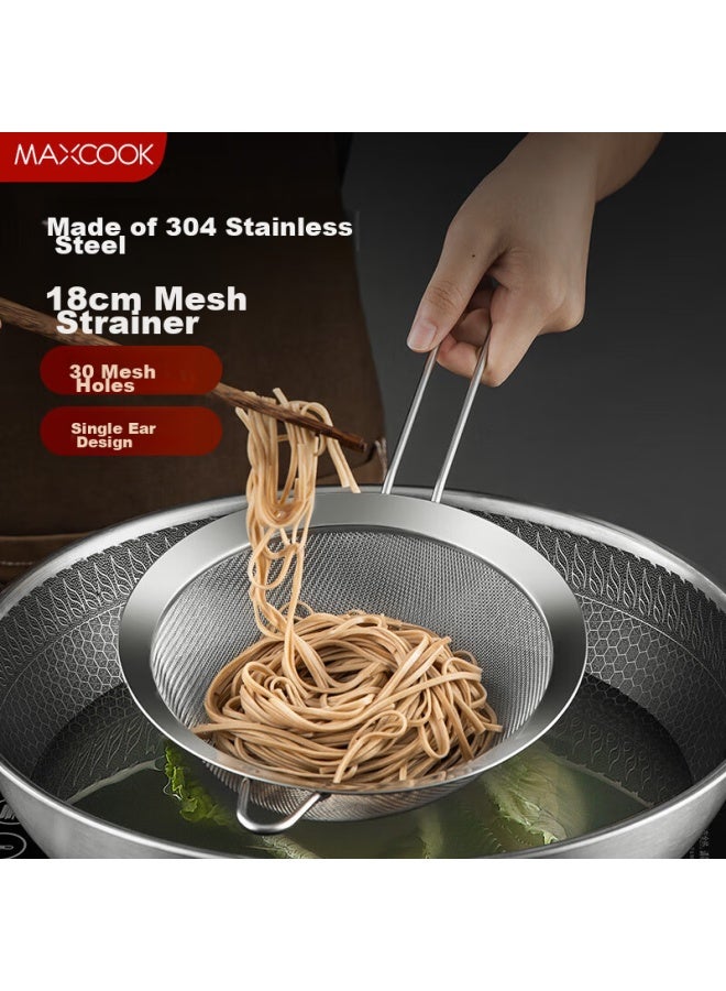 MAX COOK Meichun (Maxcook) 304 Stainless Steel Mesh Strainer 30 Mesh, Fine Mesh Colander For Oil And Flour, 18Cm Mccu7353 - Image 1