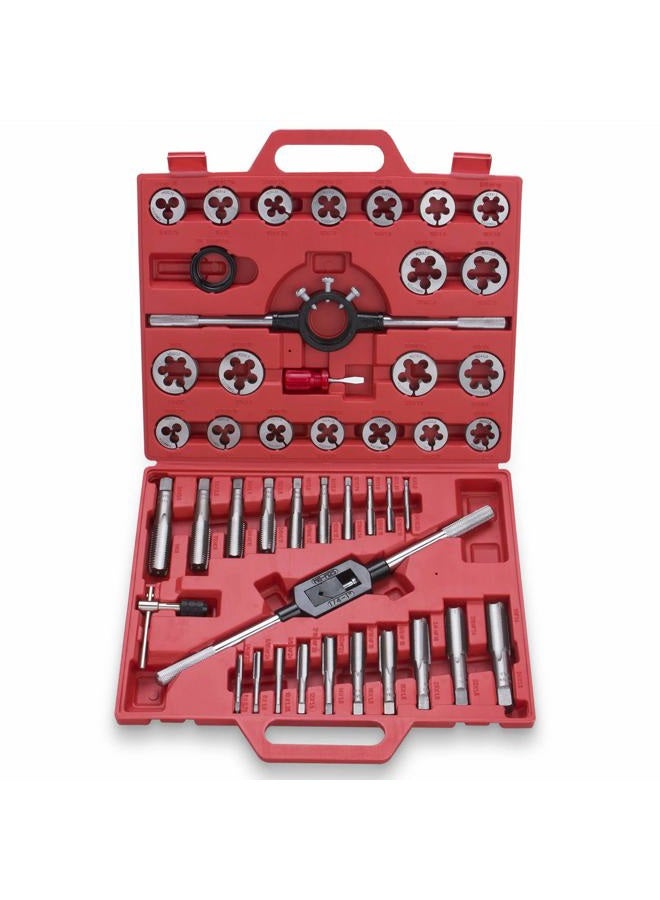 EFFICERE 45-Piece Premium Large Size Tap and Die Set - Metric M6, M8, M10, M12, M14, M16, M18, M20, M22, M24, Both Coarse and Fine Teeth | Essential Threading and Rethreading Tool with Handle Wrench and Case - Image 2