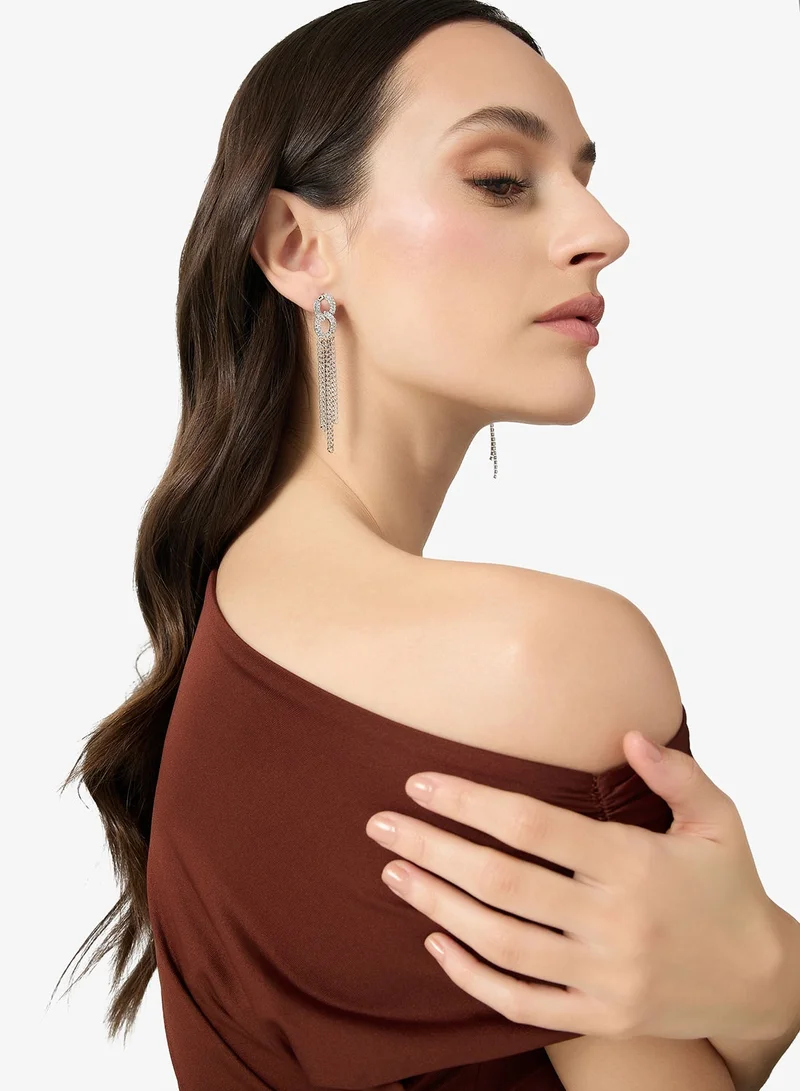 Diamonte Rhinestone Embellished Drop Down Earrings