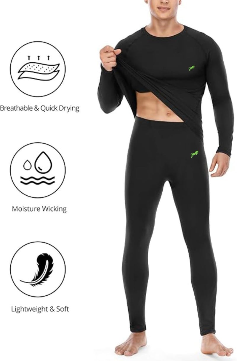 JUST RIDER Polyester Spandex Men's Sports Running Set Compression Shirt + Pants Skin-Tight Long Sleeves Quick Dry Fitness Tracksuit Gym Yoga Suits (in, Alpha, S, Regular, Black) - Image 3