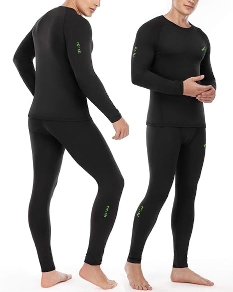 JUST RIDER Polyester Spandex Men's Sports Running Set Compression Shirt + Pants Skin-Tight Long Sleeves Quick Dry Fitness Tracksuit Gym Yoga Suits (in, Alpha, S, Regular, Black) - Image 2