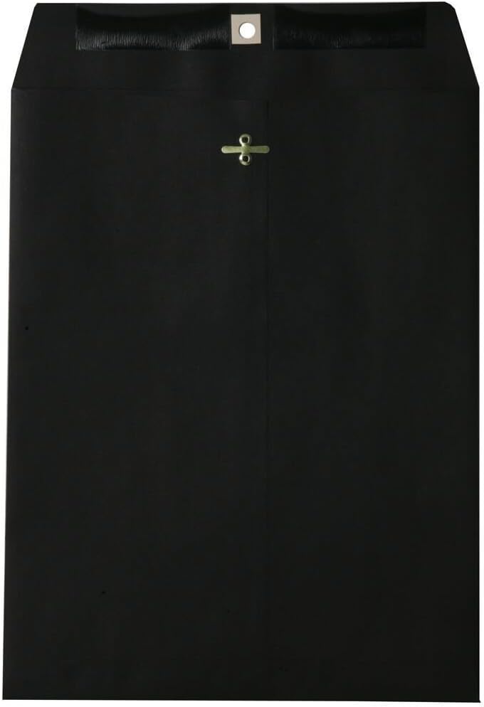 9 x 12 Open End Catalog Envelopes with Clasp Closure - Smooth Black - 100/Pack