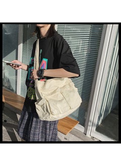 Tooling style shoulder messenger bag men and women ins canvas bag student school bag street large capacity art leisure bag brown