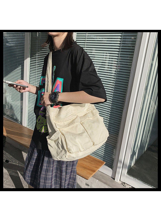 Generic - Tooling style shoulder messenger bag men and women ins canvas bag student school bag street large capacity art leisure bag brown - Image 1