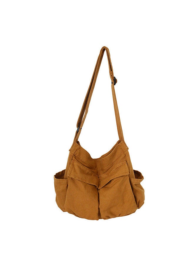 Generic - Tooling style shoulder messenger bag men and women ins canvas bag student school bag street large capacity art leisure bag brown - Image 1