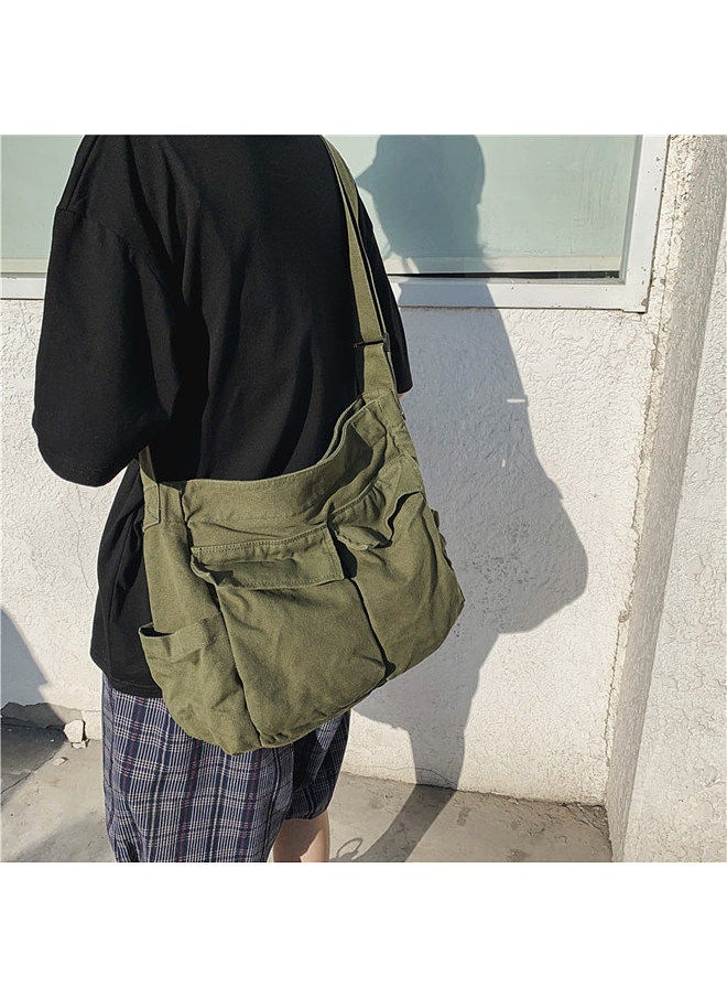 Generic - Tooling style shoulder messenger bag men and women ins canvas bag student school bag street large capacity art leisure bag brown - Image 1