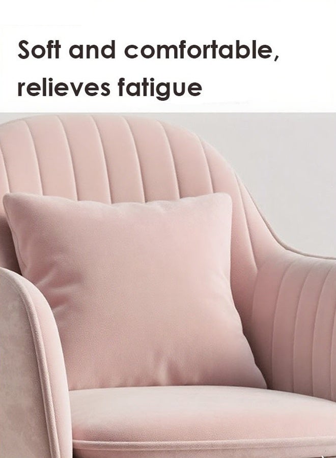 أيكين كرسي زينة لغرفة المكياج - كرسي عصري مميز لغرفة المعيشة وغرفة النوم، كرسي كمبيوتر، كرسي دراسة، كرسي مكتب، كرسي مخملي مع دعم للظهر وأرجل معدنية، وردي - Image 5