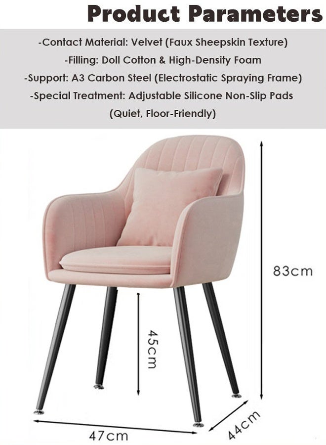 أيكين كرسي زينة لغرفة المكياج - كرسي عصري مميز لغرفة المعيشة وغرفة النوم، كرسي كمبيوتر، كرسي دراسة، كرسي مكتب، كرسي مخملي مع دعم للظهر وأرجل معدنية، وردي - Image 2