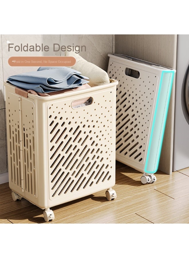 NeeMee Foldable Clothing Storage Basket with Wheels - Essential for Laundry Room - Image 2