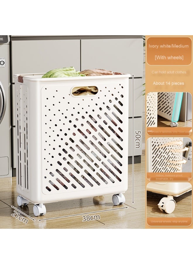 NeeMee Foldable Clothing Storage Basket with Wheels - Essential for Laundry Room - Image 1