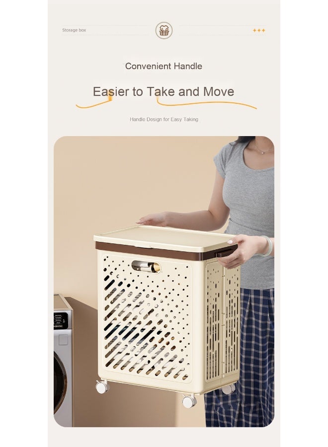 NeeMee Foldable Clothing Storage Basket with Wheels - Essential for Laundry Room - Image 4