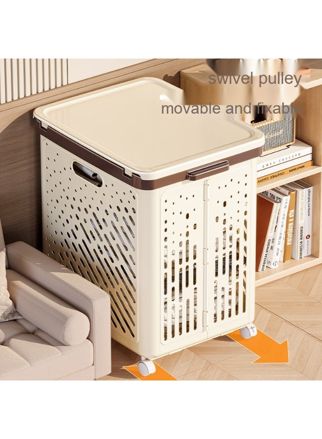 NeeMee Foldable Clothing Storage Basket with Wheels - Essential for Laundry Room - Image 3
