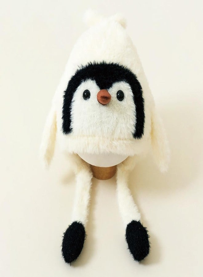 KORADI Girls Knit Hat Cute Penguin Fuzzy Beanie Hats Boys Winter Warm Flecce Lining Cap with Earflap 2-8 Years White - Image 4