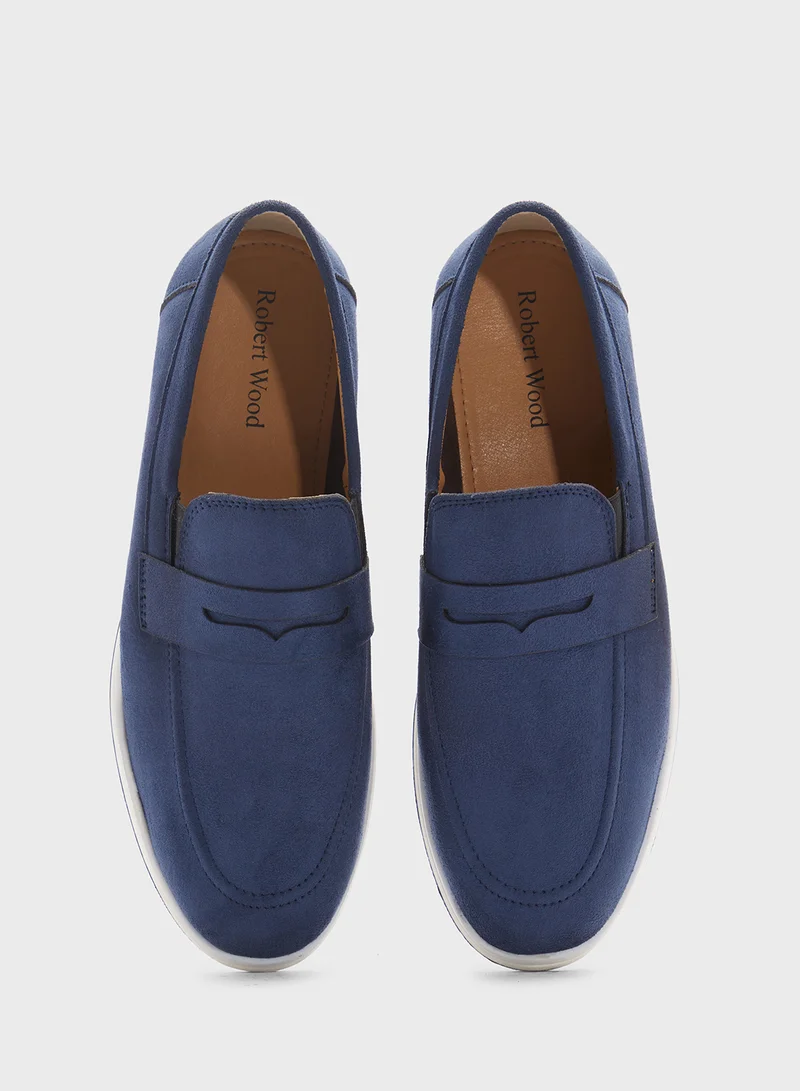 Robert Wood Suede Casual Slip Ons Loafers