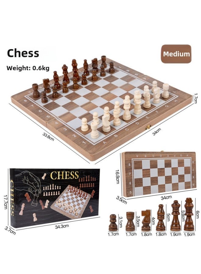 Wooden Rounded Two-in-one Folding Chess Quality Magnetic Chess Competitive Educational Toys-Specifications:medium Chess - Image 1
