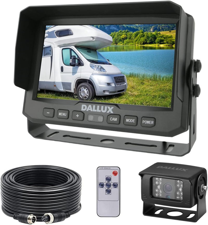DALLUX Heavy Duty Vehicle Truck Bus Backup Camera System,Waterproof Night Vision Rear View Camera with 7 inch Monitor+66ft 4 PIN Camera Cable for Bus Truck Van Trailer RV Campers Motor Home(12V 24V) - Image 1