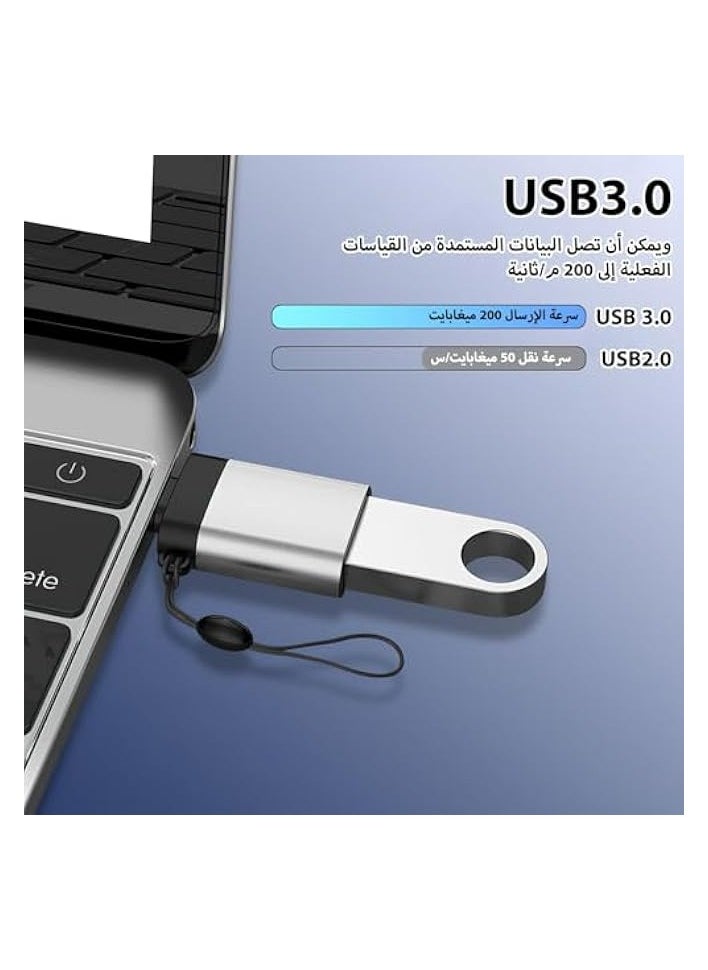 erorex - USB 3.0 to USB C Adapter with Lanyard(2 Pack), USB C to USB Adapter, Type C Male to Type A Female Adapter, Compatible with iPad Pro/MacBook Pro/Microsoft/Tablet/Type C Phones and Headphones - Image 1