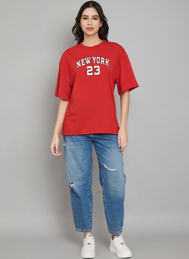 Trend Level Women Typography Printed Drop-Shoulder Sleeves T-shirt - Image 5