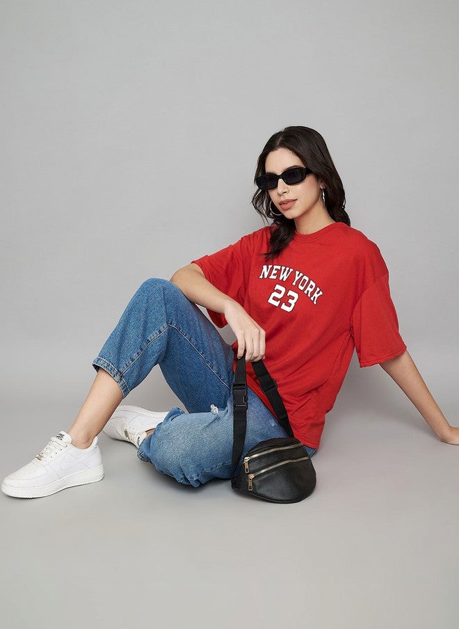 Trend Level Women Typography Printed Drop-Shoulder Sleeves T-shirt - Image 4