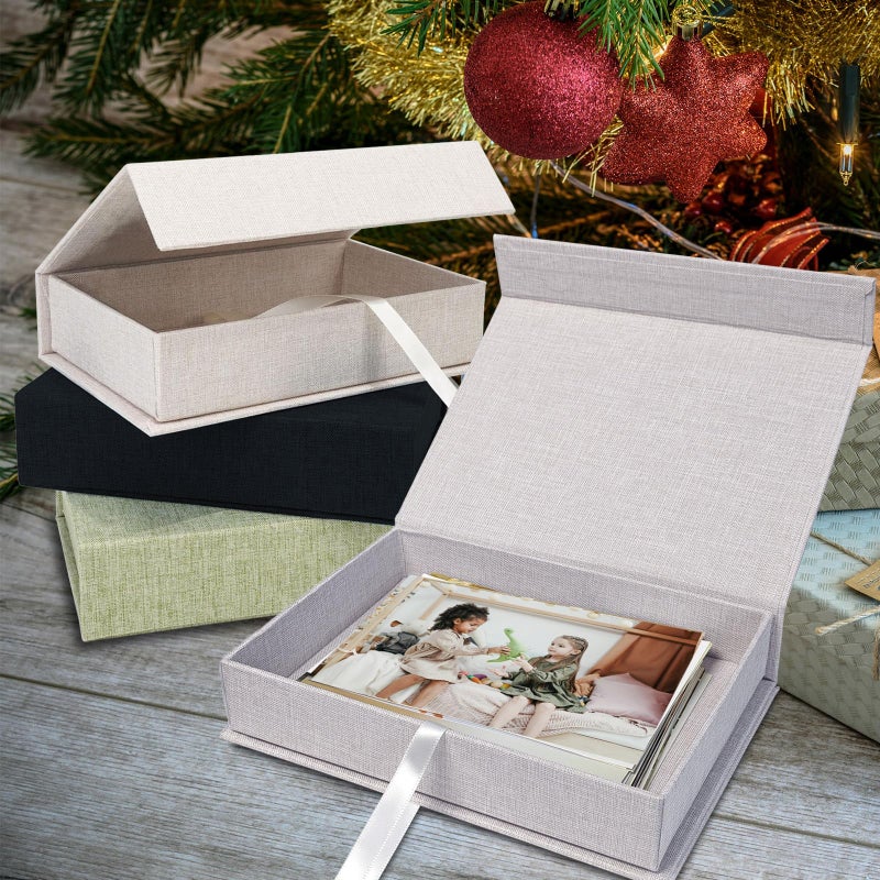 Sprsthai 8x10 Archival Photo Storage Box with Lid â€“ Stackable Memory Keepsake Organizer for Photos, Certificates, Jewelry & Scrapbooking Supplies Beige - Image 5