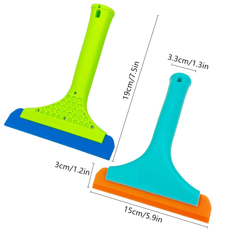 GUGUGI Super Flexible Silicone Squeegee, Auto Water Blade, Water Wiper, Shower Squeegee, 5.9'' Blade and 7.5'' Long Handle, for Car Windshield, Window, Mirror, Glass Door, Green+Lake Blue - Image 3