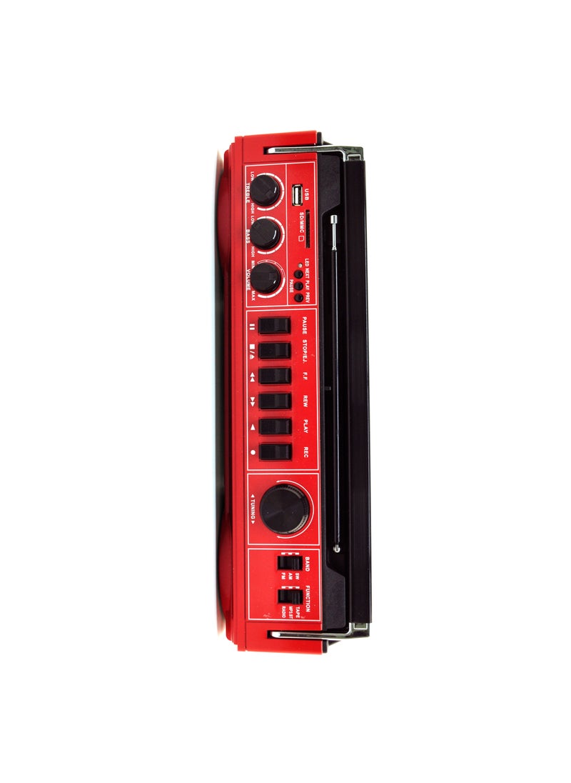 Echo Audio Retro Blast Bluetooth Boombox Portable Cassette Player Tape Recorder AM/FM/SW 3 Band Radio Two 8W X-Bass Speakers Voice Recording Headphone Jack Supports USB and SD Cards