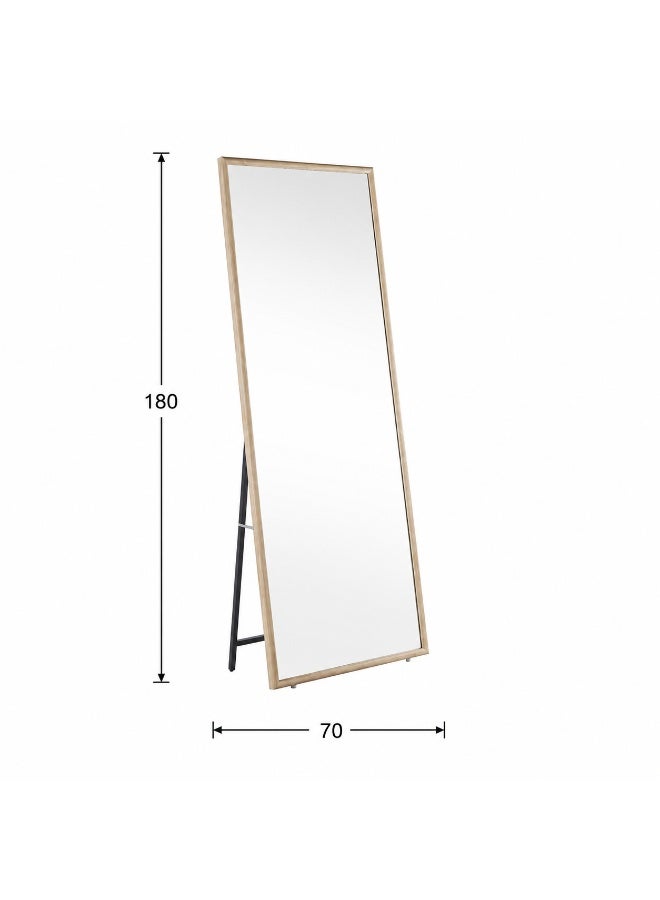alsaada home Full-Length Free Standing Floor Mirror with Wheels & Metal Frame, 180x70 cm - wood - Image 2