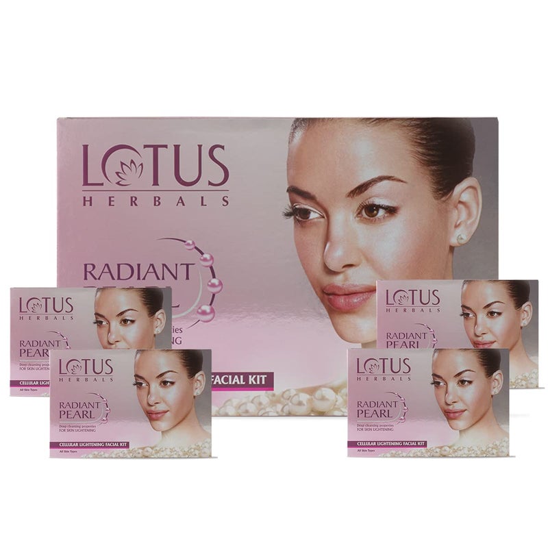 LOTUS HERBALS Lotus Herbals Radiant Pearl Cellular 4 in 1 Facial Kit  For Deep Cleaning  With Pearl Extracts  Green Tea  4x37g  - Image 1