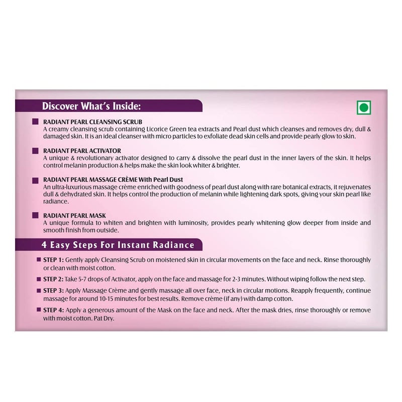 LOTUS HERBALS Lotus Herbals Radiant Pearl Cellular 4 in 1 Facial Kit  For Deep Cleaning  With Pearl Extracts  Green Tea  4x37g  - Image 2