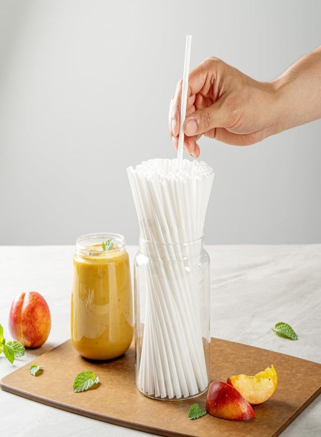 Restaurantware-Basic Nature 8.3 Inch Compostable Straws, 100 Disposable Straws - Sturdy, Flexible Neck, White PLA / PBAT Straw, BPI-Certified, For Hot And Cold Drinks - Image 4