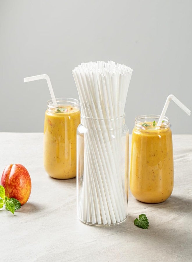Restaurantware-Basic Nature 8.3 Inch Compostable Straws, 100 Disposable Straws - Sturdy, Flexible Neck, White PLA / PBAT Straw, BPI-Certified, For Hot And Cold Drinks - Image 3